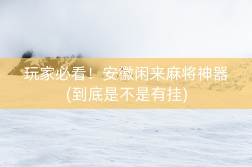 玩家必看！安徽闲来麻将神器(到底是不是有挂)