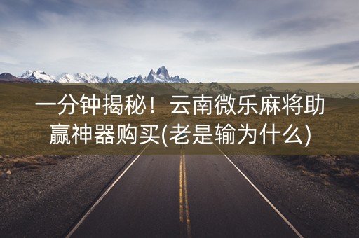 一分钟揭秘！云南微乐麻将助赢神器购买(老是输为什么)