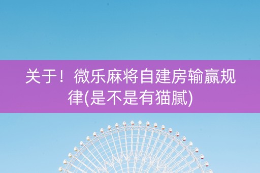关于！微乐麻将自建房输赢规律(是不是有猫腻)