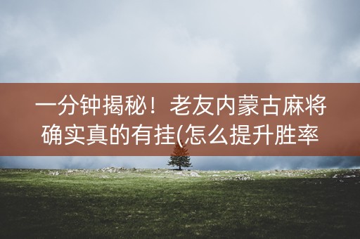 一分钟揭秘！老友内蒙古麻将确实真的有挂(怎么提升胜率)