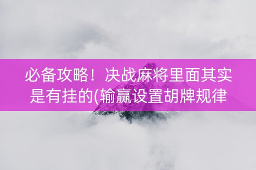 必备攻略！决战麻将里面其实是有挂的(输赢设置胡牌规律)