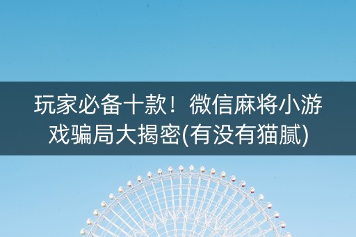 玩家必备十款！微信麻将小游戏骗局大揭密(有没有猫腻)