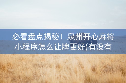 必看盘点揭秘！泉州开心麻将小程序怎么让牌更好(有没有猫腻)