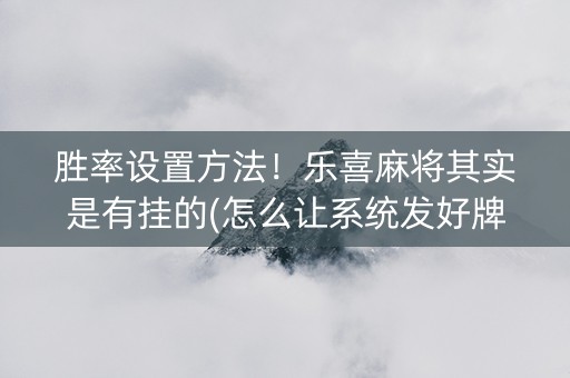胜率设置方法！乐喜麻将其实是有挂的(怎么让系统发好牌)