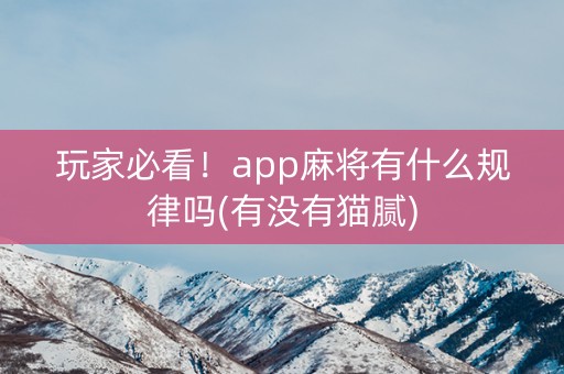 玩家必看！app麻将有什么规律吗(有没有猫腻)