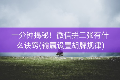 一分钟揭秘！微信拼三张有什么诀窍(输赢设置胡牌规律)