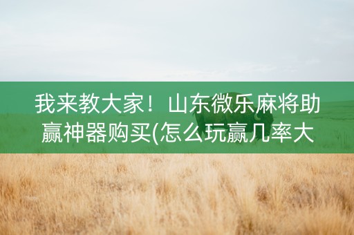 我来教大家！山东微乐麻将助赢神器购买(怎么玩赢几率大)