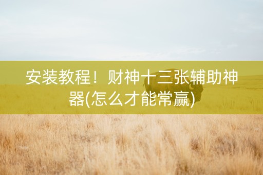 安装教程！财神十三张辅助神器(怎么才能常赢)