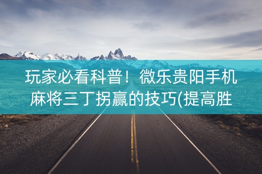 玩家必看科普！微乐贵阳手机麻将三丁拐赢的技巧(提高胜率方法)