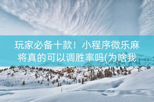 玩家必备十款！小程序微乐麻将真的可以调胜率吗(为啥我总是输)