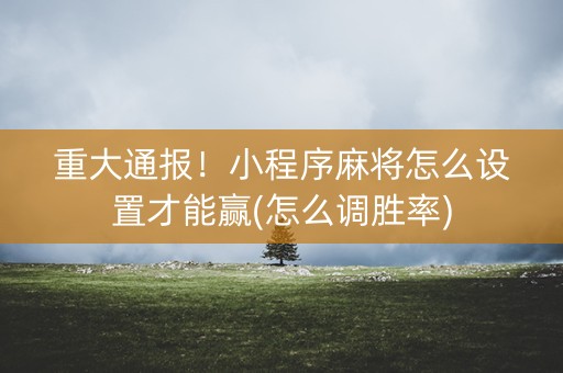 重大通报！小程序麻将怎么设置才能赢(怎么调胜率)