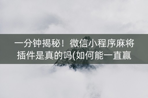 一分钟揭秘！微信小程序麻将插件是真的吗(如何能一直赢)