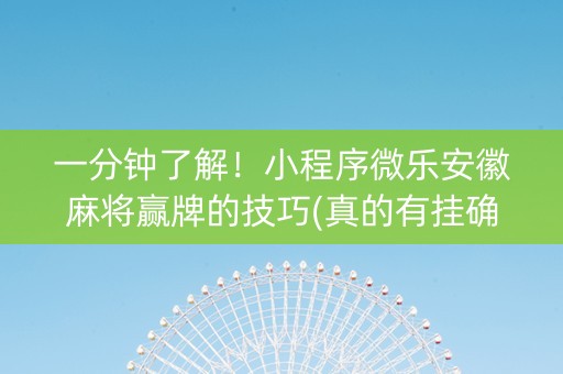 一分钟了解！小程序微乐安徽麻将赢牌的技巧(真的有挂确实有挂)