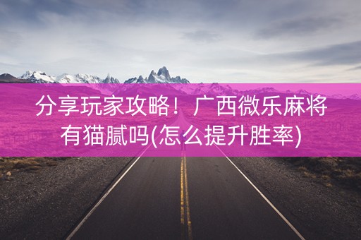 分享玩家攻略！广西微乐麻将有猫腻吗(怎么提升胜率)