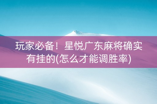 玩家必备！星悦广东麻将确实有挂的(怎么才能调胜率)