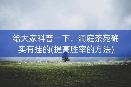 给大家科普一下！洞庭茶苑确实有挂的(提高胜率的方法)