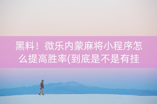 黑料！微乐内蒙麻将小程序怎么提高胜率(到底是不是有挂)