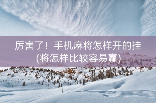 厉害了！手机麻将怎样开的挂(将怎样比较容易赢)