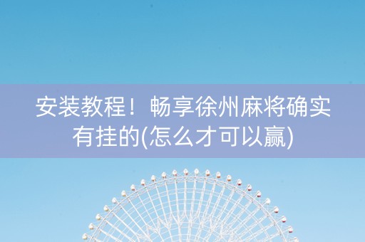 安装教程！畅享徐州麻将确实有挂的(怎么才可以赢)