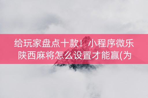 给玩家盘点十款！小程序微乐陕西麻将怎么设置才能赢(为啥总是输)