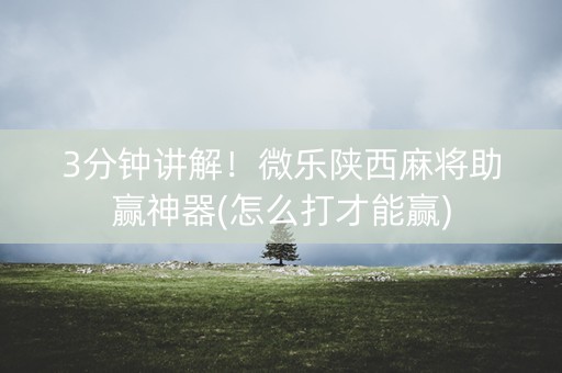 3分钟讲解！微乐陕西麻将助赢神器(怎么打才能赢)