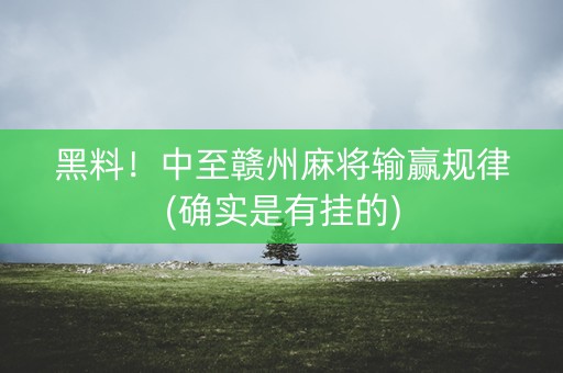 黑料！中至赣州麻将输赢规律(确实是有挂的)