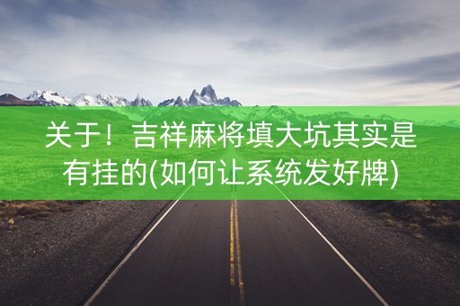 关于！吉祥麻将填大坑其实是有挂的(如何让系统发好牌)