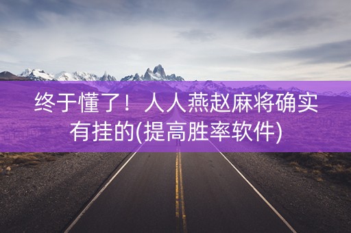 终于懂了！人人燕赵麻将确实有挂的(提高胜率软件)