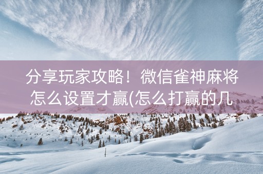 分享玩家攻略！微信雀神麻将怎么设置才赢(怎么打赢的几率大)