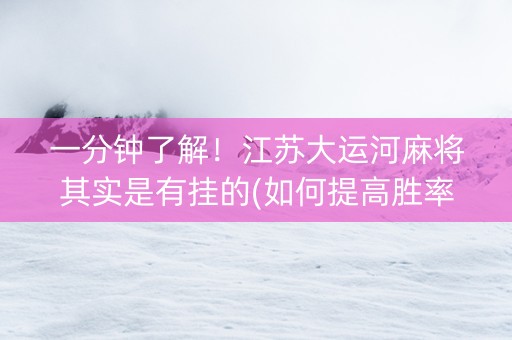 一分钟了解！江苏大运河麻将其实是有挂的(如何提高胜率)