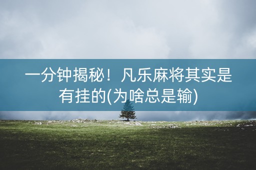 一分钟揭秘！凡乐麻将其实是有挂的(为啥总是输)