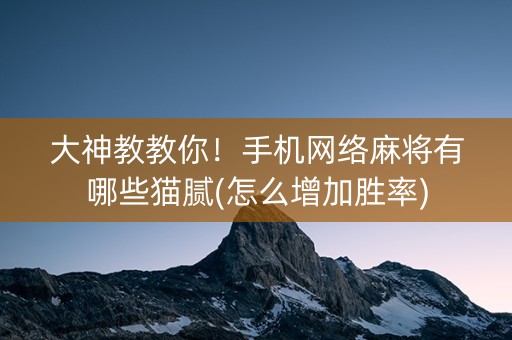 大神教教你！手机网络麻将有哪些猫腻(怎么增加胜率)