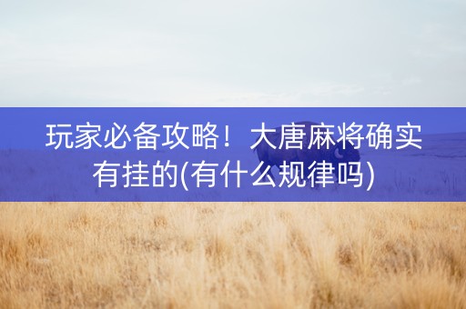 玩家必备攻略！大唐麻将确实有挂的(有什么规律吗)