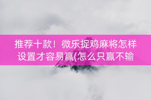 推荐十款！微乐捉鸡麻将怎样设置才容易赢(怎么只赢不输)