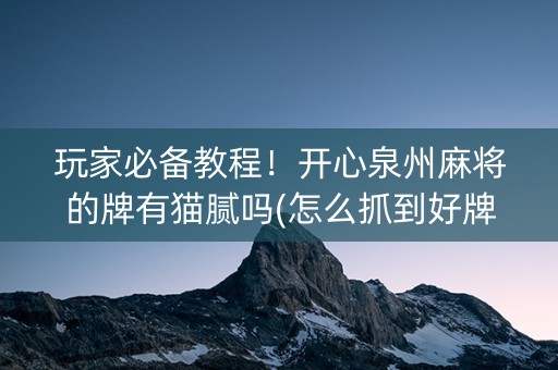 玩家必备教程！开心泉州麻将的牌有猫腻吗(怎么抓到好牌)