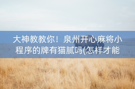 大神教教你！泉州开心麻将小程序的牌有猫腻吗(怎样才能有好牌)