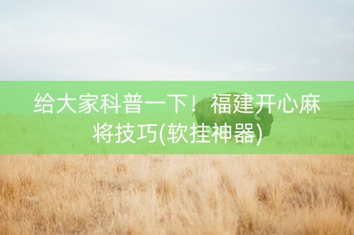 给大家科普一下！福建开心麻将技巧(软挂神器)