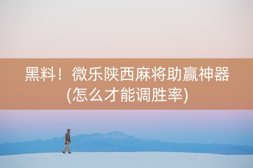 黑料！微乐陕西麻将助赢神器(怎么才能调胜率)