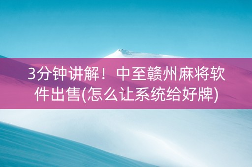 3分钟讲解！中至赣州麻将软件出售(怎么让系统给好牌)