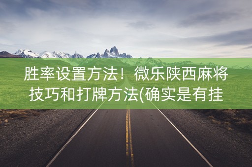 胜率设置方法！微乐陕西麻将技巧和打牌方法(确实是有挂)