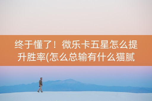 终于懂了！微乐卡五星怎么提升胜率(怎么总输有什么猫腻)