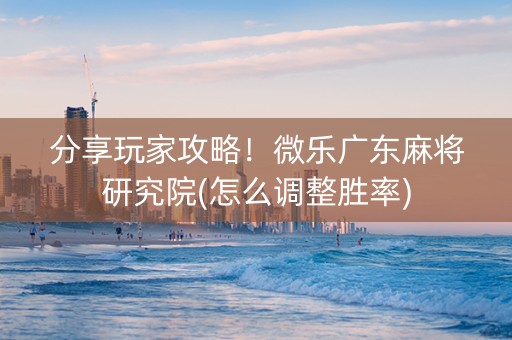 分享玩家攻略！微乐广东麻将研究院(怎么调整胜率)