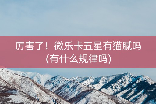 厉害了！微乐卡五星有猫腻吗(有什么规律吗)