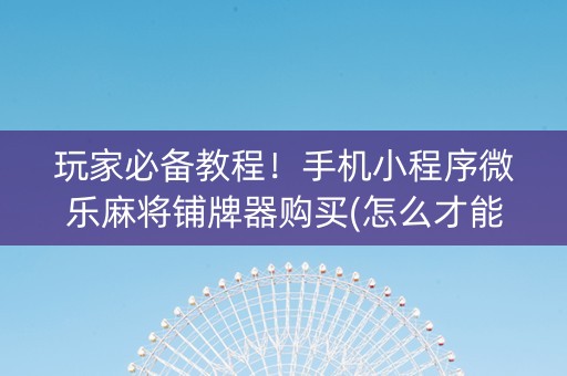 玩家必备教程！手机小程序微乐麻将铺牌器购买(怎么才能赢得多)