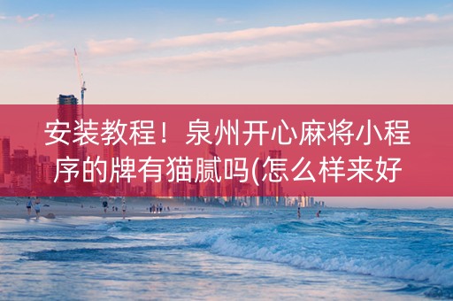 安装教程！泉州开心麻将小程序的牌有猫腻吗(怎么样来好牌)