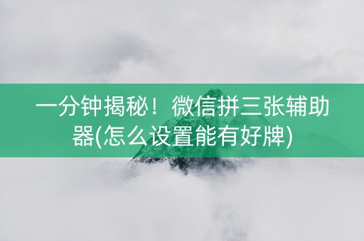 一分钟揭秘！微信拼三张辅助器(怎么设置能有好牌)