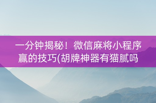 一分钟揭秘！微信麻将小程序赢的技巧(胡牌神器有猫腻吗)