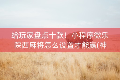 给玩家盘点十款！小程序微乐陕西麻将怎么设置才能赢(神器软件)
