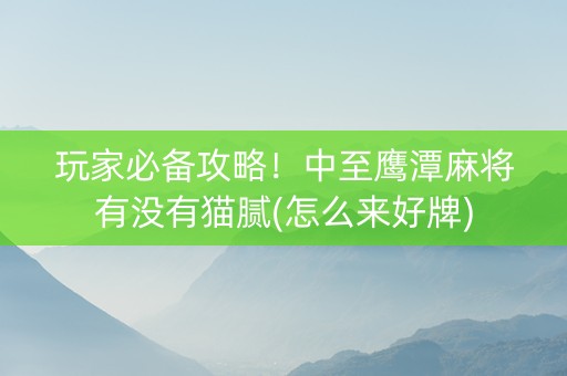 玩家必备攻略！中至鹰潭麻将有没有猫腻(怎么来好牌)