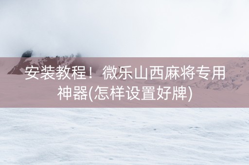 安装教程！微乐山西麻将专用神器(怎样设置好牌)